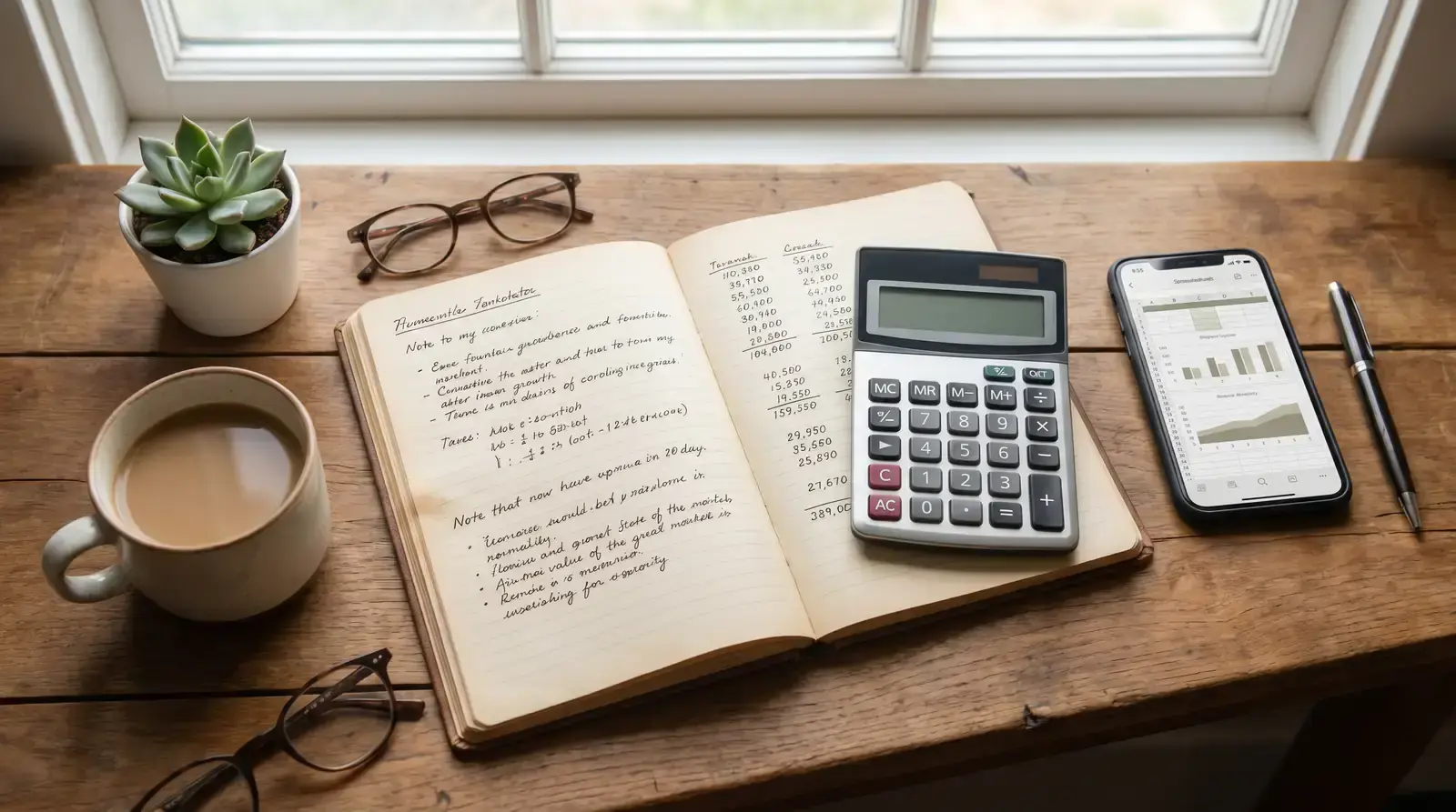 Caderno com registos de apostas e notas sobre gestão de banca